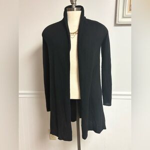WHITE + WARREN 100% Cashmere Adjustable Drape/Open Leisure Cardigan Black sz M
